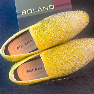 Bolano Snyder Smoking Slip-on-Loafer Tuxedo Shoe Glitter Yellow